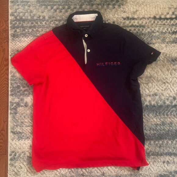 Blue, red and white Tommy Hilfiger vintage polo (XS) - Picture 1 of 4